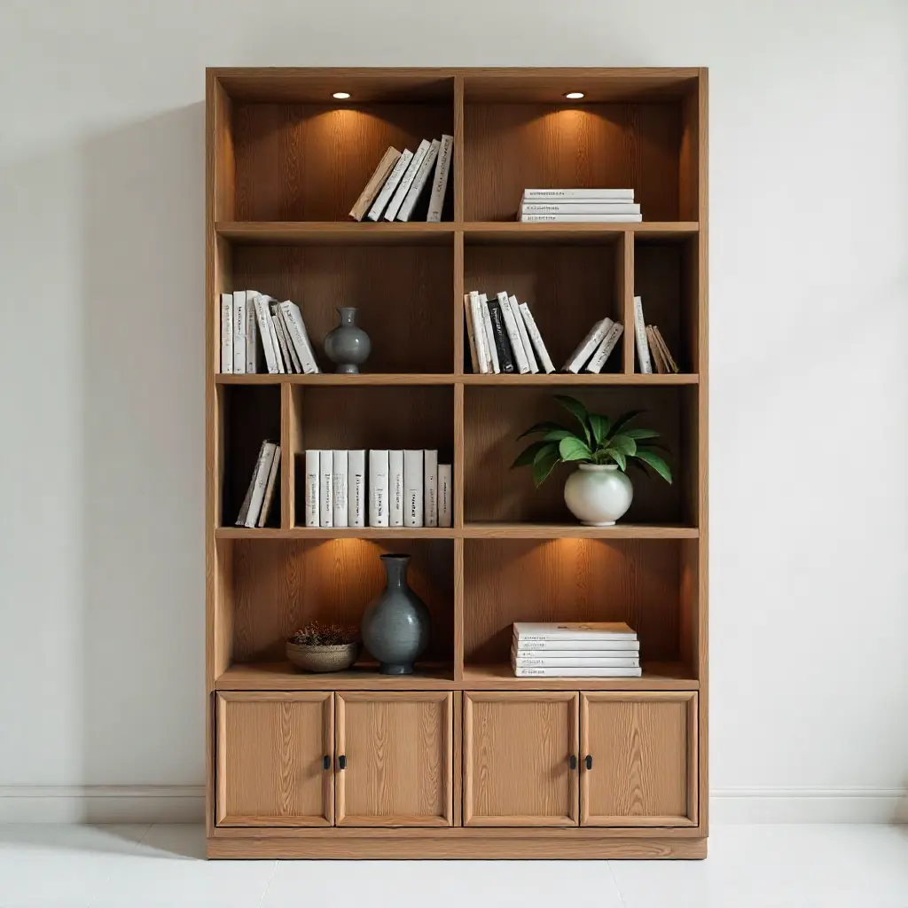 Elegant tall bookshelf with multiple compartments for storage and display